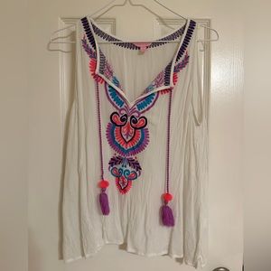Lilly Pulitzer white embroider sleeveless top, size medium.